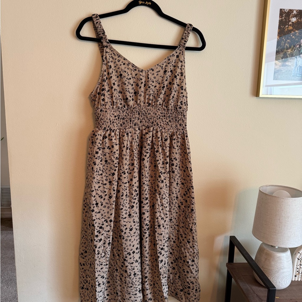 SHEIN Tan and Black Midi Dress
